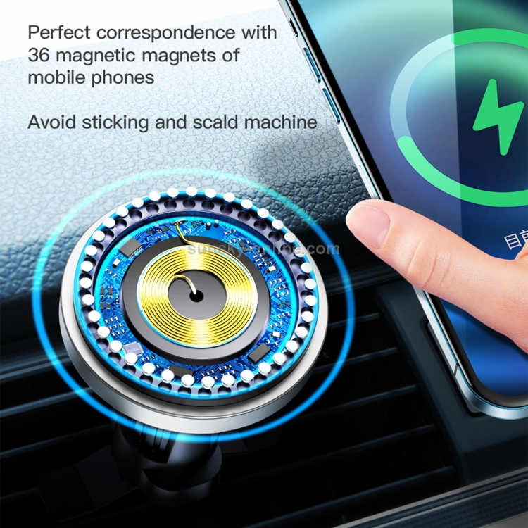 TOTU CACW-049 Rhinoceros Series Magsafe Car Air Outlet Vent Mount Clamp Holder 15W Fast Charging Qi Magnetic Wireless Charger(Black) TOTU CACW-049 Rhinoceros Series Magsafe Car Air Outlet Vent Mount Clamp Holder 15W Fast Charging Qi Magnetic Wireless Charger(Black)