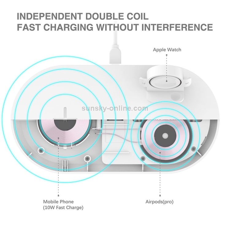 A04 Caricabatterie wireless standard Qi multifunzione 3 in 1 per