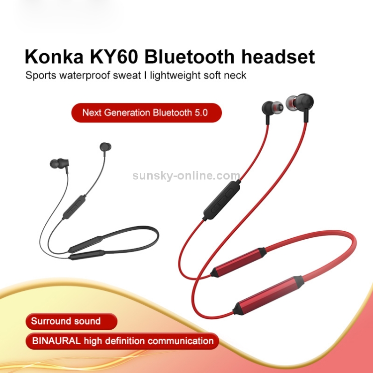 KONKA KY60 Neck-mounted Magnetic Sports Bluetooth Earphone, Support Automatic Connection(Black) KONKA KY60 Neck-mounted Magnetic Sports Bluetooth Earphone, Support Automatic Connection(Black)