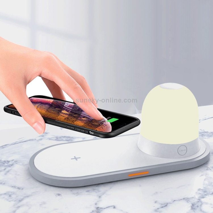 W34 QI Wireless Fast Charging Base with Magnetic Two-color Night Light & Touch Switch (White) W34 QI Wireless Fast Charging Base with Magnetic Two-color Night Light & Touch Switch (White)