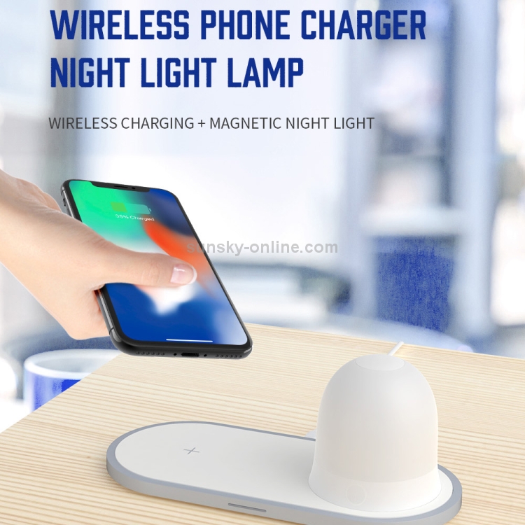 W34 QI Wireless Fast Charging Base with Magnetic Two-color Night Light & Touch Switch (White) W34 QI Wireless Fast Charging Base with Magnetic Two-color Night Light & Touch Switch (White)