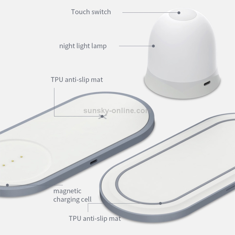 W34 QI Wireless Fast Charging Base with Magnetic Two-color Night Light & Touch Switch (White) W34 QI Wireless Fast Charging Base with Magnetic Two-color Night Light & Touch Switch (White)