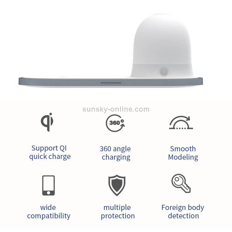 W34 QI Wireless Fast Charging Base with Magnetic Two-color Night Light & Touch Switch (White) W34 QI Wireless Fast Charging Base with Magnetic Two-color Night Light & Touch Switch (White)