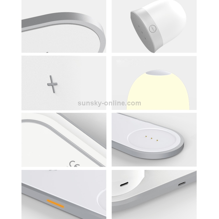 W34 QI Wireless Fast Charging Base with Magnetic Two-color Night Light & Touch Switch (White) W34 QI Wireless Fast Charging Base with Magnetic Two-color Night Light & Touch Switch (White)