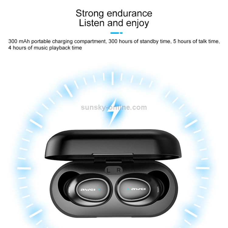 awei T6 TWS Bluetooth V5.0 Ture Wireless Sports Headset with Charging Case(Black) awei T6 TWS Bluetooth V5.0 Ture Wireless Sports Headset with Charging Case(Black)