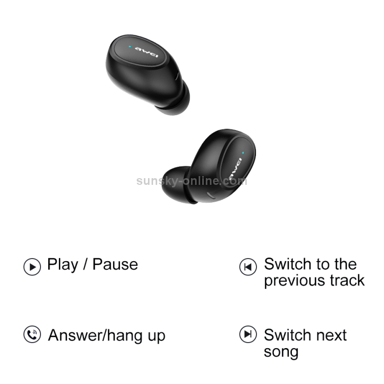 awei T6 TWS Bluetooth V5.0 Ture Wireless Sports Headset with Charging Case(Black) awei T6 TWS Bluetooth V5.0 Ture Wireless Sports Headset with Charging Case(Black)