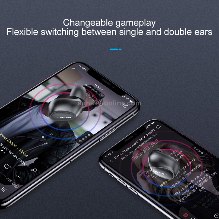 awei T6 TWS Bluetooth V5.0 Ture Wireless Sports Headset with Charging Case(Black) awei T6 TWS Bluetooth V5.0 Ture Wireless Sports Headset with Charging Case(Black)