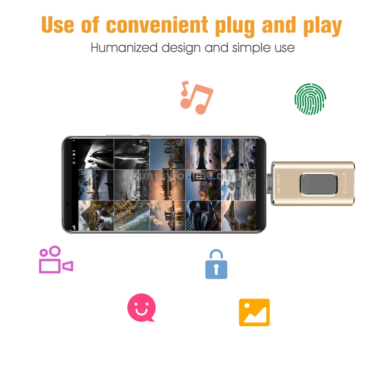 Richwell 3 in 1 128G Type-C + 8 Pin + USB 3.0 Metal Push-pull Flash Disk with OTG Function(Silver) Richwell 3 in 1 128G Type-C + 8 Pin + USB 3.0 Metal Push-pull Flash Disk with OTG Function(Silver)