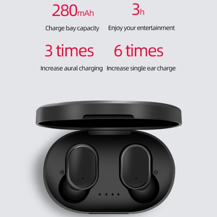 A6S IPX4 Waterproof Bluetooth 5.0 Wireless Bluetooth Earphone with Charging Box, Support for HD Calls & Siri & IOS Power Display(Black) A6S IPX4 Waterproof Bluetooth 5.0 Wireless Bluetooth Earphone with Charging Box, Support for HD Calls & Siri & IOS Power Display(Black)
