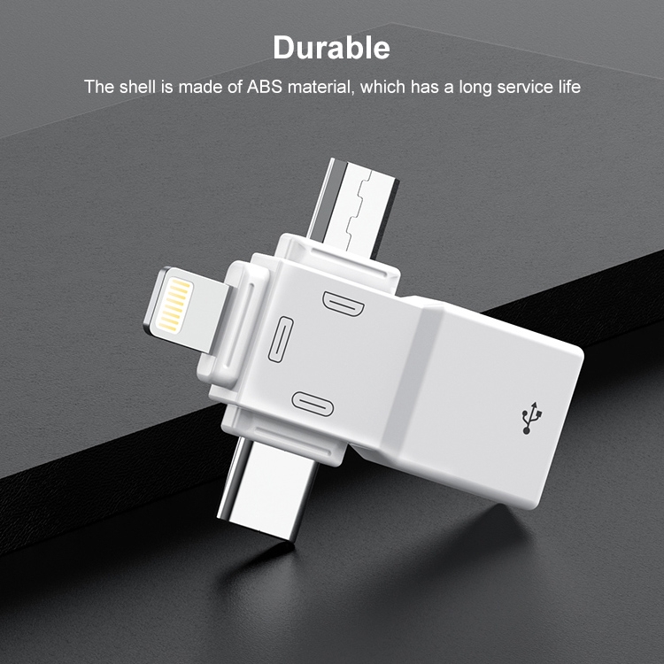 USB 2.0 to 8 Pin + USB-C / Type-C + Micro USB OTG Adapter USB 2.0 to 8 Pin + USB-C / Type-C + Micro USB OTG Adapter