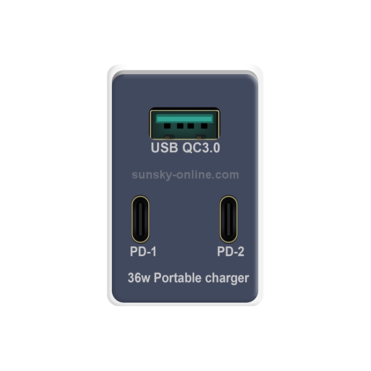 WLX-X3 36W 90 Degrees Foldable Pin Portable Multi-function USB Charger, US Plug