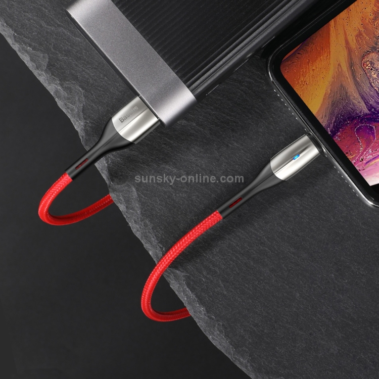 Baseus 2.4A USB to 8 Pin Nylon Weave Style Fast Charging Cable with Indicator Light, Cable Length: 0.5m(Black)