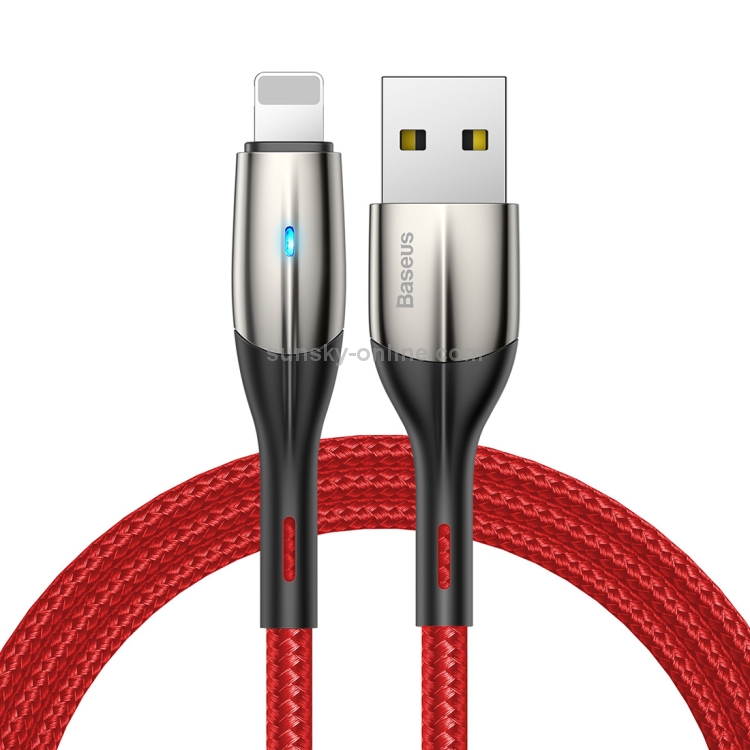 Baseus 2.4A USB to 8 Pin Nylon Weave Style Fast Charging Cable with Indicator Light, Cable Length: 1m(Red) Baseus 2.4A USB to 8 Pin Nylon Weave Style Fast Charging Cable with Indicator Light, Cable Length: 1m(Red)