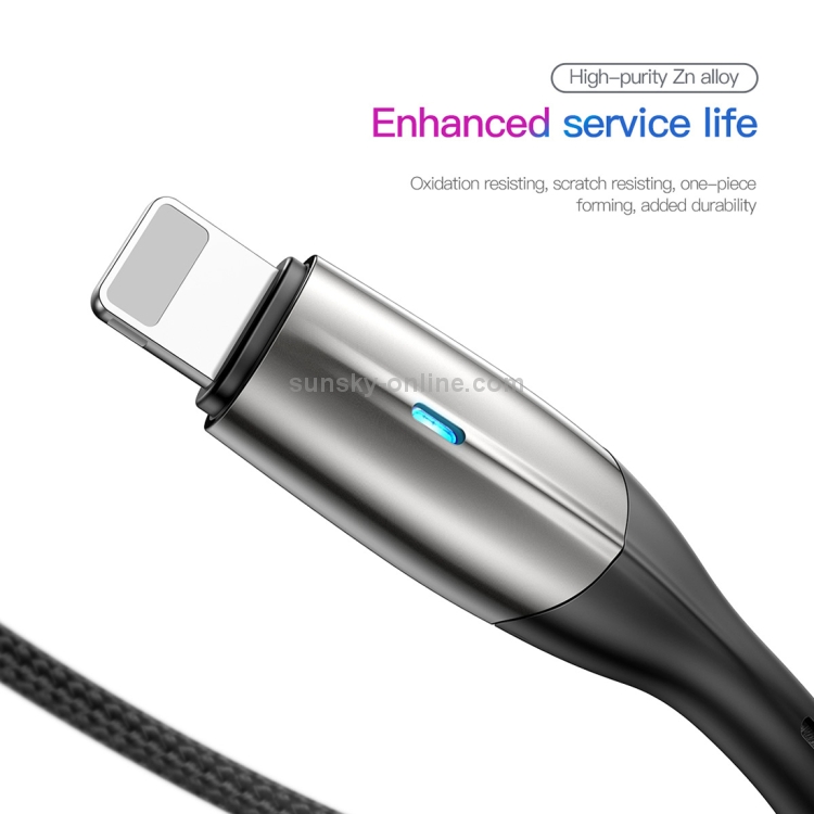 Baseus 1.5A USB to 8 Pin Nylon Weave Style Fast Charging Cable with Indicator Light, Cable Length: 2m(Black) Baseus 1.5A USB to 8 Pin Nylon Weave Style Fast Charging Cable with Indicator Light, Cable Length: 2m(Black)