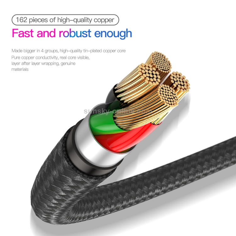 Baseus 1.5A USB to 8 Pin Nylon Weave Style Fast Charging Cable with Indicator Light, Cable Length: 2m(Black) Baseus 1.5A USB to 8 Pin Nylon Weave Style Fast Charging Cable with Indicator Light, Cable Length: 2m(Black)