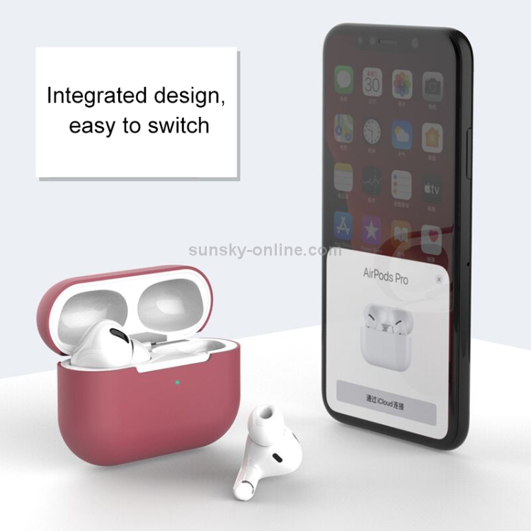 For AirPods Pro Solid Color Silicone Earphone Protective Case (Wine Red) For AirPods Pro Solid Color Silicone Earphone Protective Case (Wine Red)