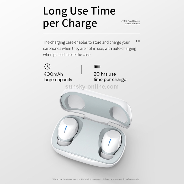 ROCK EB60 TWS Bluetooth 5.0 Mini Wireless Stereo Bluetooth Earphone(White) ROCK EB60 TWS Bluetooth 5.0 Mini Wireless Stereo Bluetooth Earphone(White)