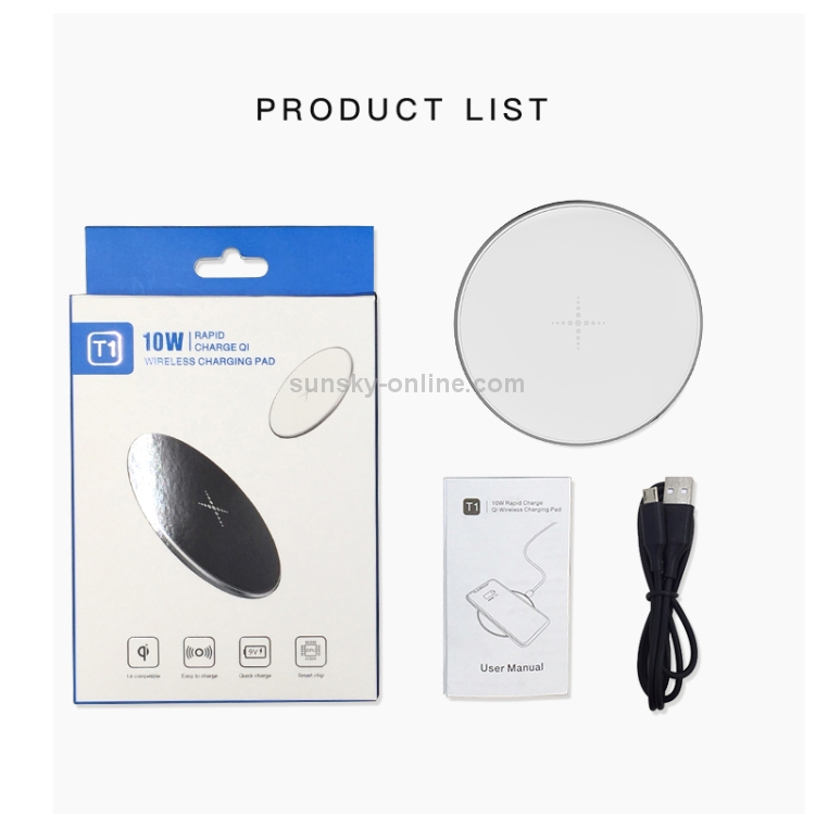 10W Desktop Intelligent Rapid Wireless Charger Fast Chargering Pad ABS & Aluminum Alloy & Packing Cloth,FT01-C(White) 10W Desktop Intelligent Rapid Wireless Charger Fast Chargering Pad ABS & Aluminum Alloy & Packing Cloth,FT01-C(White)