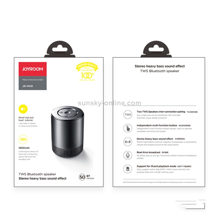 JOYROOM JR-M09 TWS Bluetooth 5.0 Mini Bluetooth Speaker (Black) JOYROOM JR-M09 TWS Bluetooth 5.0 Mini Bluetooth Speaker (Black)