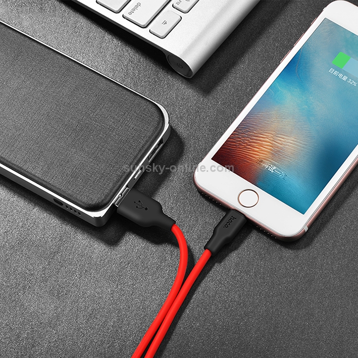 HOCO X21 USB to 8 Pin Interface Silicone Charging Data Cable, Length: 1m (Black Red) HOCO X21 USB to 8 Pin Interface Silicone Charging Data Cable, Length: 1m (Black Red)