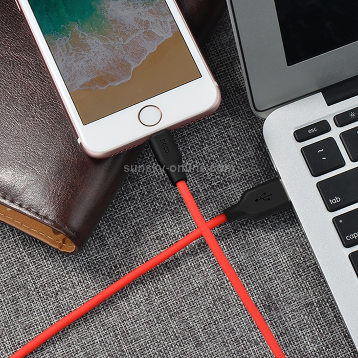 HOCO X21 USB to 8 Pin Interface Silicone Charging Data Cable, Length: 1m (Black Red) HOCO X21 USB to 8 Pin Interface Silicone Charging Data Cable, Length: 1m (Black Red)