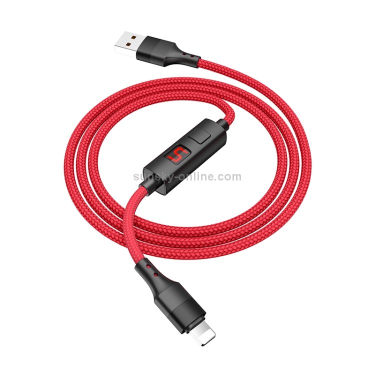 hoco S13 1.2m 2.4A USB to 8 Pin Central Control Timing Charging Data Cable(Red) hoco S13 1.2m 2.4A USB to 8 Pin Central Control Timing Charging Data Cable(Red)