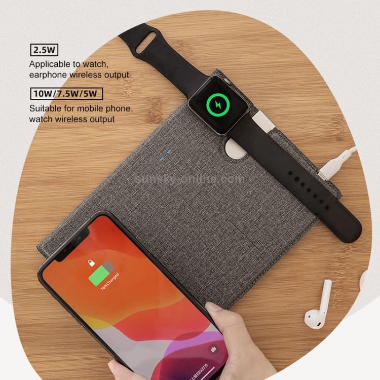 ROCK 3 in 1 Leather Portable Folding Wireless Charger for iPhone + iWatch + AirPods (Grey) ROCK 3 in 1 Leather Portable Folding Wireless Charger for iPhone + iWatch + AirPods (Grey)