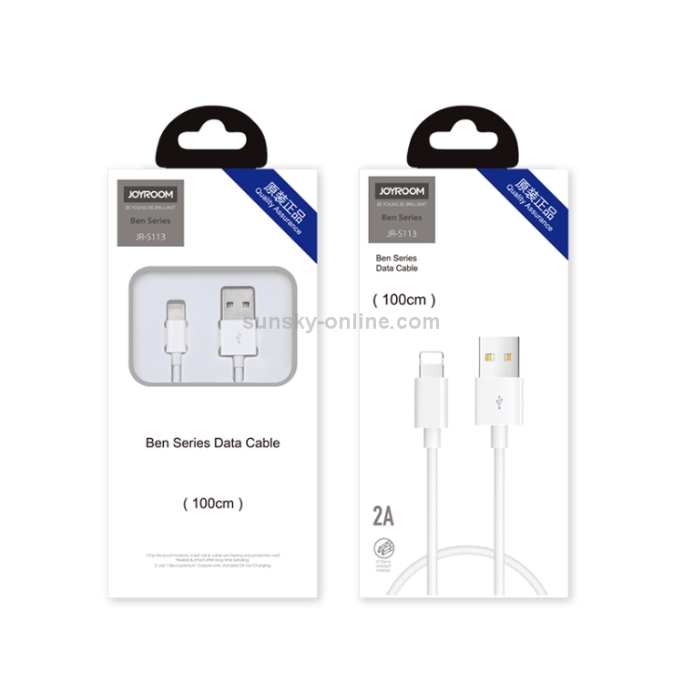 JOYROOM JR-S113 Ben Series 2A 8 Pin Quick Charging Cable, Upgrade Version, Length : 1m (White) JOYROOM JR-S113 Ben Series 2A 8 Pin Quick Charging Cable, Upgrade Version, Length : 1m (White)