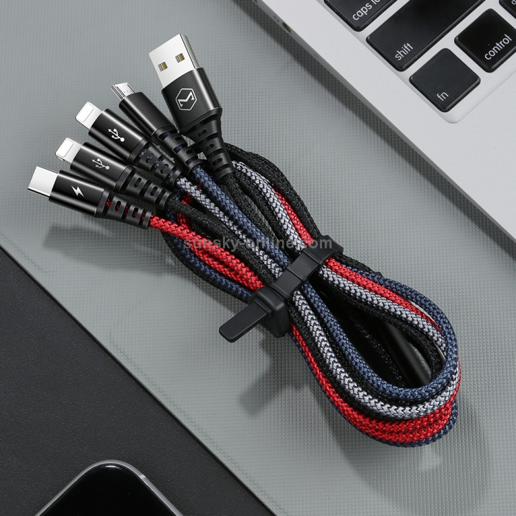 4 in 1 Mcdodo CA-6230 Armor Series Micro USB + 8 Pin + 8 Pin + Type-C to USB Cable, Length: 1.2m (Black) 4 in 1 Mcdodo CA-6230 Armor Series Micro USB + 8 Pin + 8 Pin + Type-C to USB Cable, Length: 1.2m (Black)