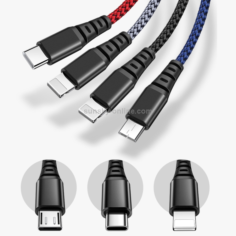 4 in 1 Mcdodo CA-6230 Armor Series Micro USB + 8 Pin + 8 Pin + Type-C to USB Cable, Length: 1.2m (Black) 4 in 1 Mcdodo CA-6230 Armor Series Micro USB + 8 Pin + 8 Pin + Type-C to USB Cable, Length: 1.2m (Black)