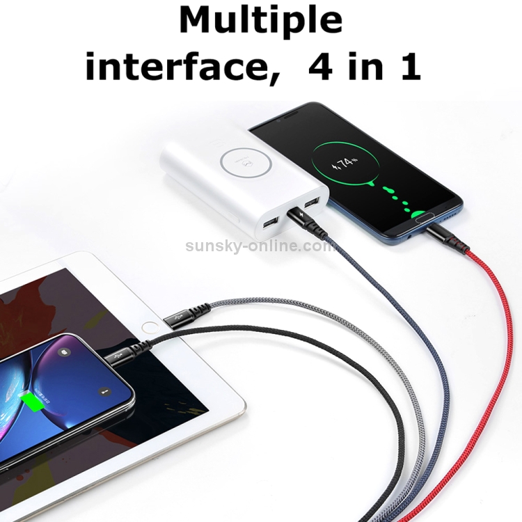 4 in 1 Mcdodo CA-6230 Armor Series Micro USB + 8 Pin + 8 Pin + Type-C to USB Cable, Length: 1.2m (Black) 4 in 1 Mcdodo CA-6230 Armor Series Micro USB + 8 Pin + 8 Pin + Type-C to USB Cable, Length: 1.2m (Black)