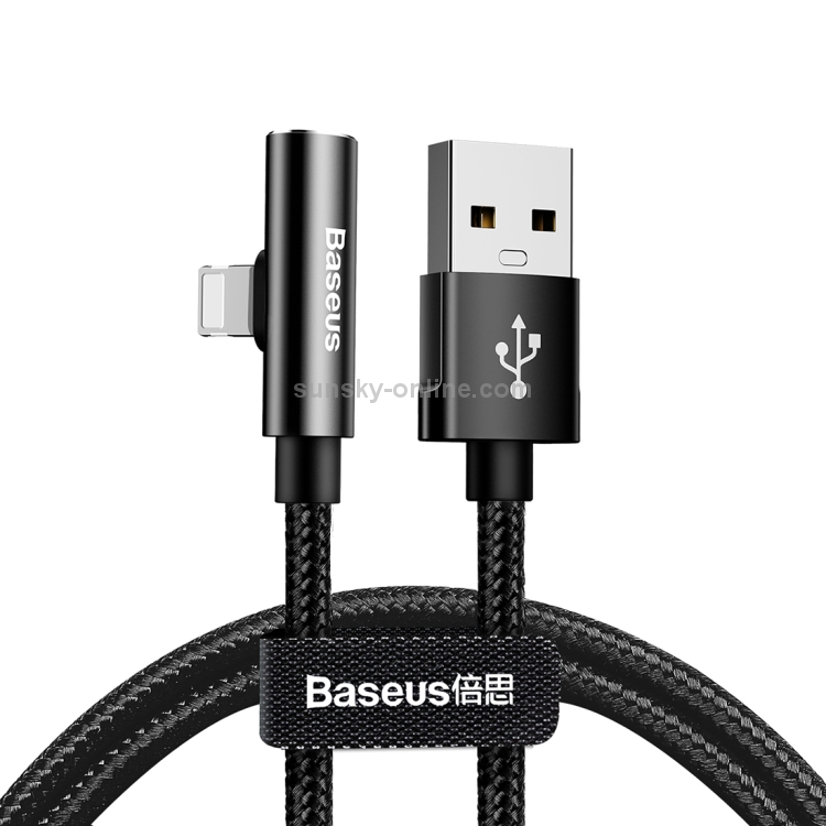 Baseus 0.5m 2A USB A to 8 Pin Rhythem Bent Connector Audio Data Sync Charge Cable(Black) Baseus 0.5m 2A USB A to 8 Pin Rhythem Bent Connector Audio Data Sync Charge Cable(Black)