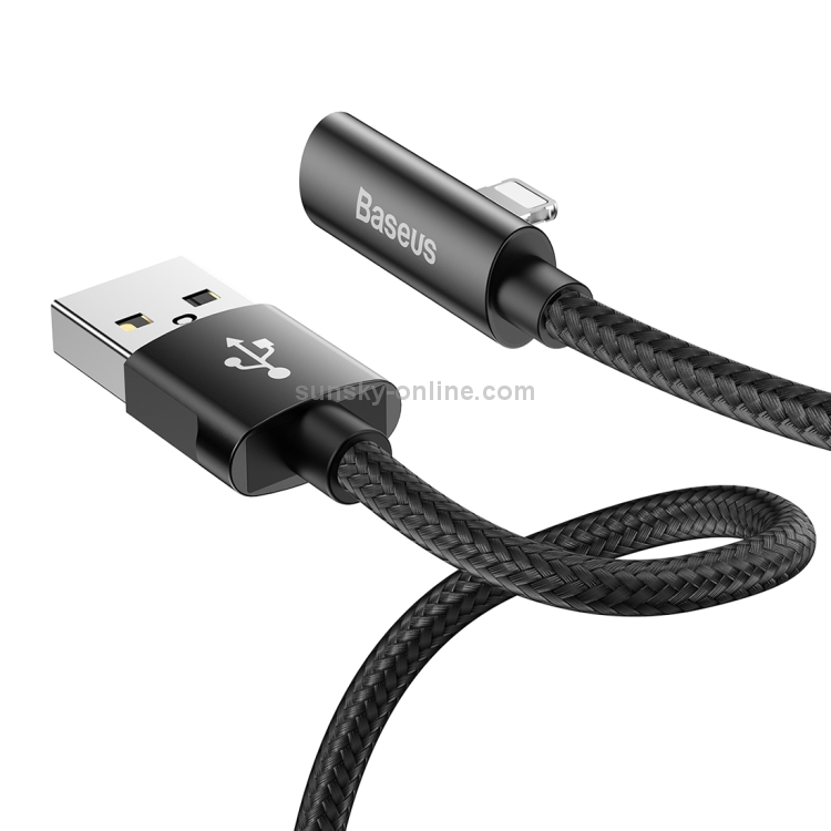 Baseus 0.5m 2A USB A to 8 Pin Rhythem Bent Connector Audio Data Sync Charge Cable(Black) Baseus 0.5m 2A USB A to 8 Pin Rhythem Bent Connector Audio Data Sync Charge Cable(Black)