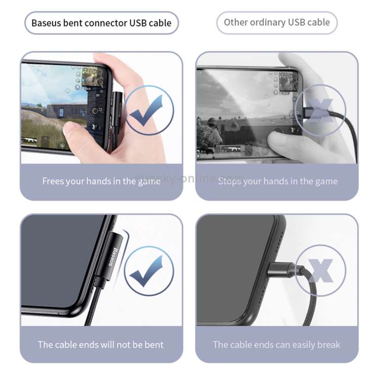 Baseus 0.5m 2A USB A to 8 Pin Rhythem Bent Connector Audio Data Sync Charge Cable(Black) Baseus 0.5m 2A USB A to 8 Pin Rhythem Bent Connector Audio Data Sync Charge Cable(Black)