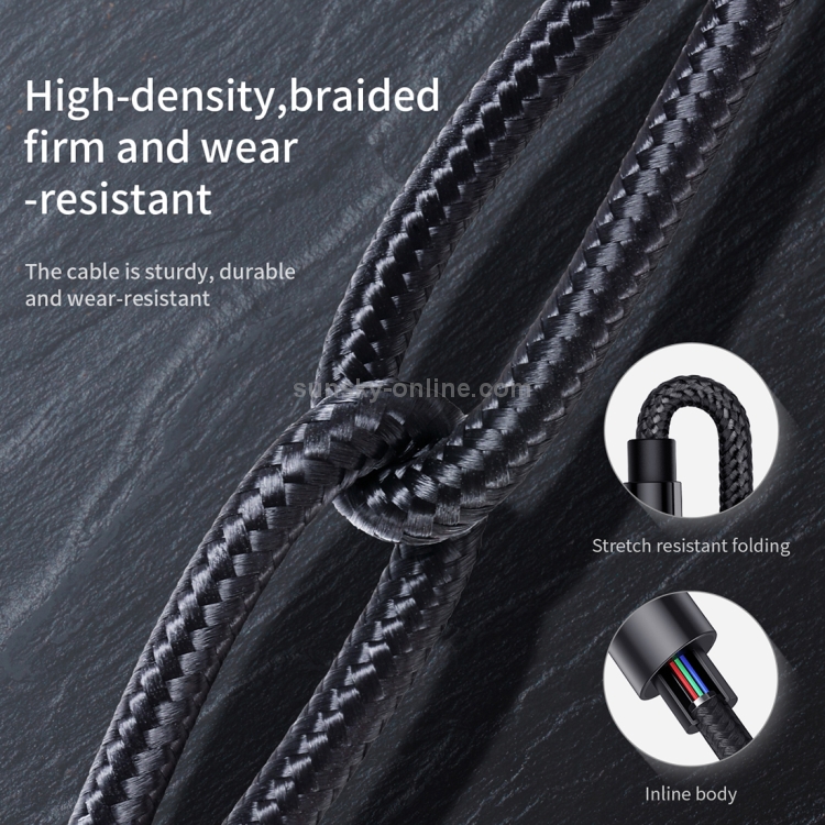 Baseus 0.5m 2A USB A to 8 Pin Rhythem Bent Connector Audio Data Sync Charge Cable(Black) Baseus 0.5m 2A USB A to 8 Pin Rhythem Bent Connector Audio Data Sync Charge Cable(Black)