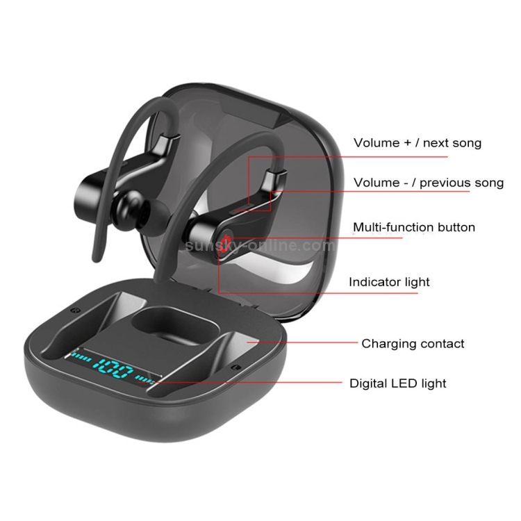 HBQ-Q62 TWS Bluetooth 5.0 Wireless Stereo Bluetooth Earphone with Charging Box & Digital LED Light, Support Siri(Black) HBQ-Q62 TWS Bluetooth 5.0 Wireless Stereo Bluetooth Earphone with Charging Box & Digital LED Light, Support Siri(Black)