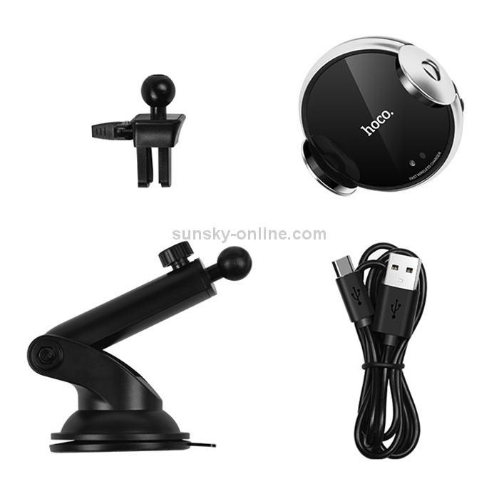 hoco CA48 Portable Car Automatic Induction Wireless Fast Charging Holder (Black Silver) hoco CA48 Portable Car Automatic Induction Wireless Fast Charging Holder (Black Silver)