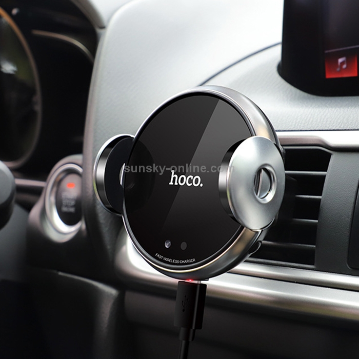 hoco CA48 Portable Car Automatic Induction Wireless Fast Charging Holder (Black Silver) hoco CA48 Portable Car Automatic Induction Wireless Fast Charging Holder (Black Silver)