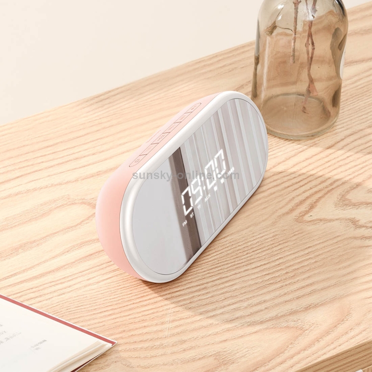 Baseus NGE09-04 Oval Bluetooth Speaker with Digital Display & Ring Ambient Light, Support for Dual Alarm Clock & Hands-free Call & FM & TF Card(Pink) Baseus NGE09-04 Oval Bluetooth Speaker with Digital Display & Ring Ambient Light, Support for Dual Alarm Clock & Hands-free Call & FM & TF Card(Pink)