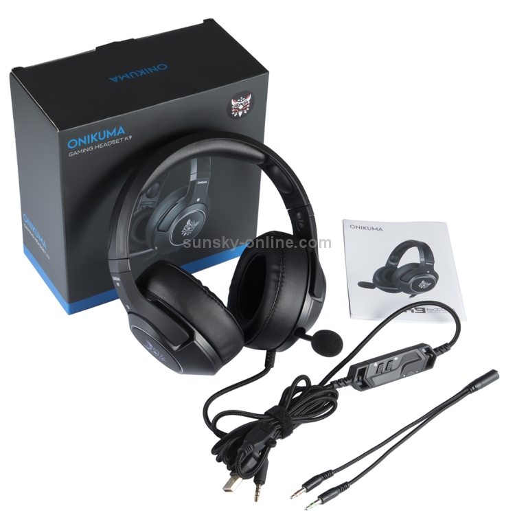 ONIKUMA K9 Auriculares para juegos ajustables RGB de un solo enchufe con micrófono (negro) - 4
