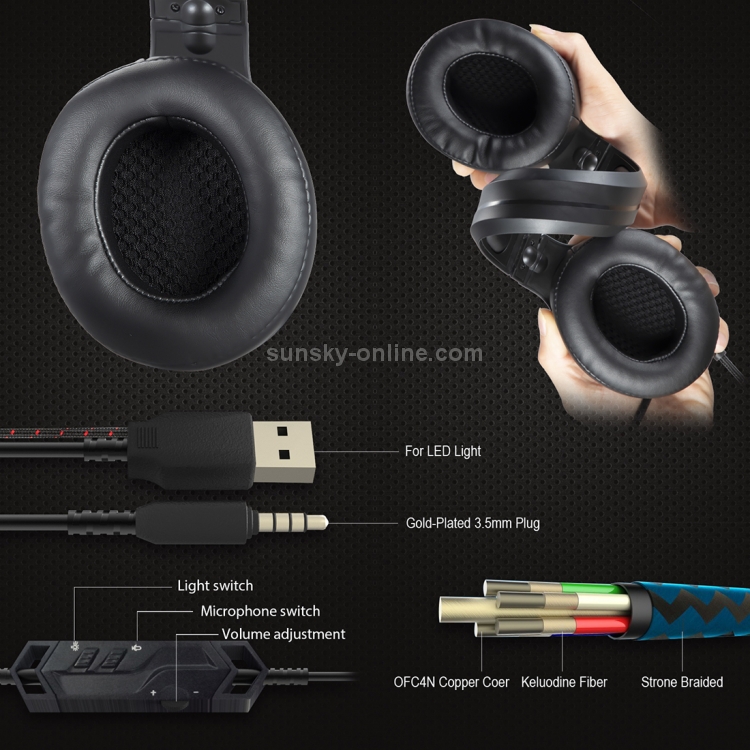 ONIKUMA K9 Auriculares para juegos ajustables RGB de un solo enchufe con micrófono (negro) - 5