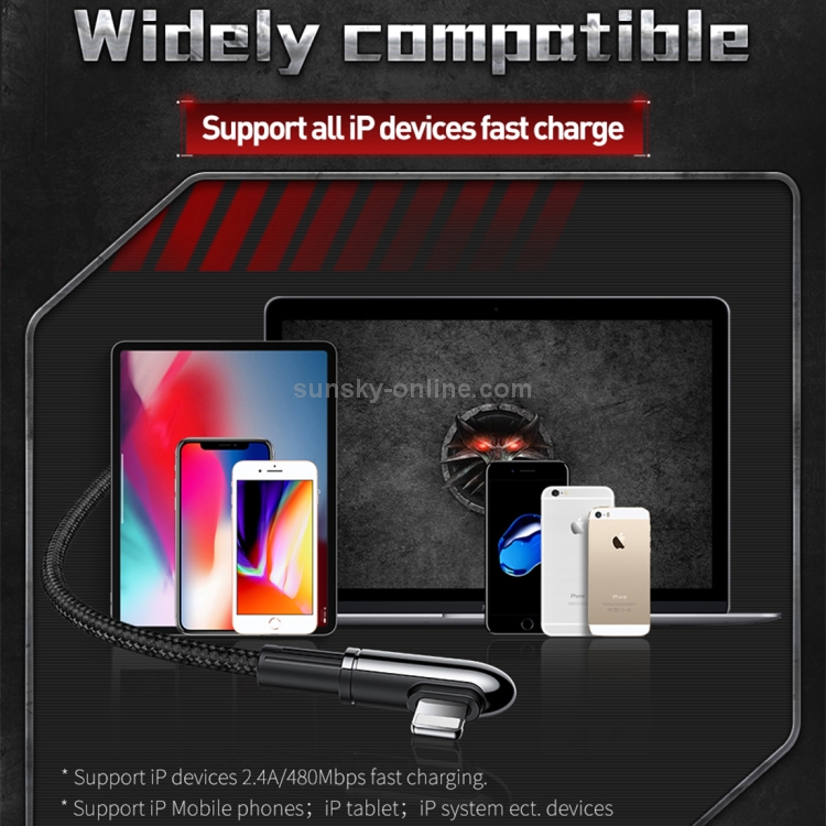 Baseus 8 Pin Angle Head Design Mobile Game Charging Cable, Length : 1m(Black) Baseus 8 Pin Angle Head Design Mobile Game Charging Cable, Length : 1m(Black)