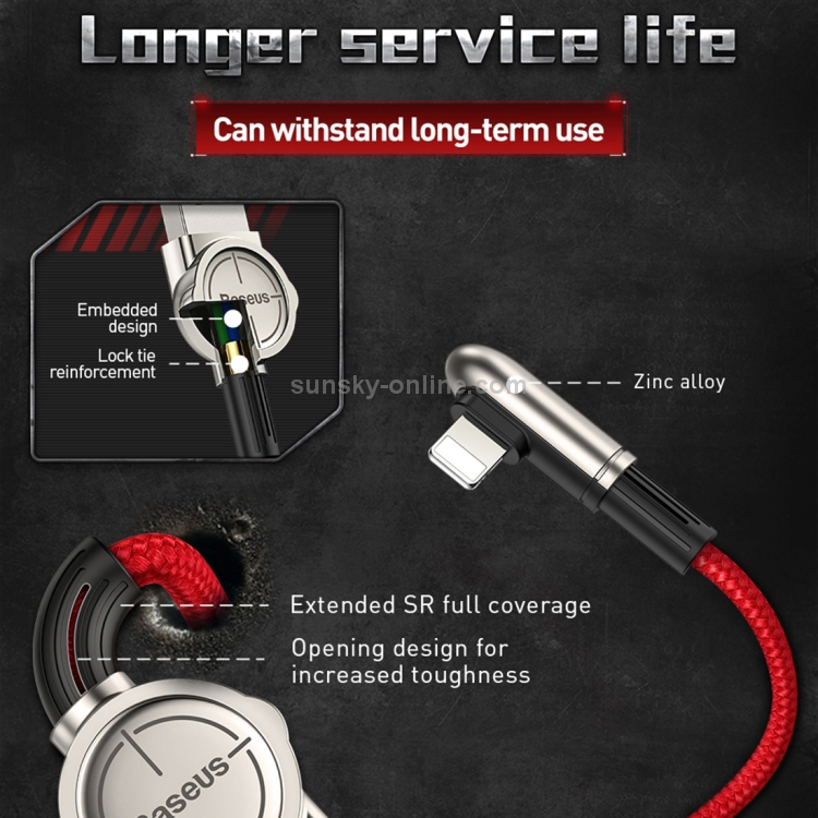 Baseus 8 Pin Angle Head Design Mobile Game Charging Cable, Length : 1m(Black) Baseus 8 Pin Angle Head Design Mobile Game Charging Cable, Length : 1m(Black)