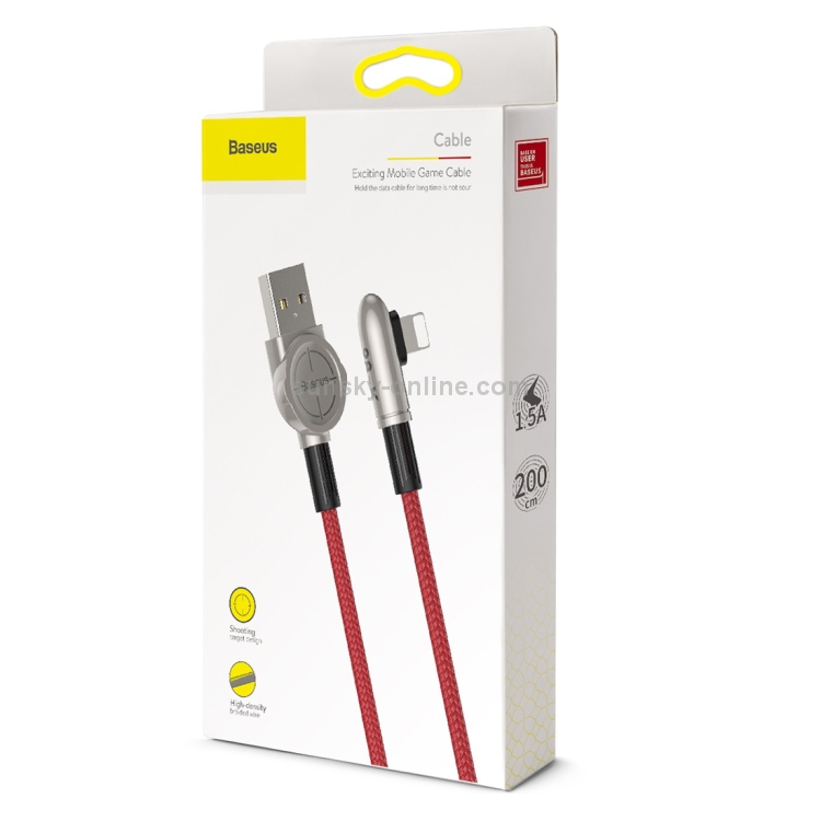 Baseus 8 Pin Angle Head Design Mobile Game Charging Cable, Length : 2m(Red) Baseus 8 Pin Angle Head Design Mobile Game Charging Cable, Length : 2m(Red)