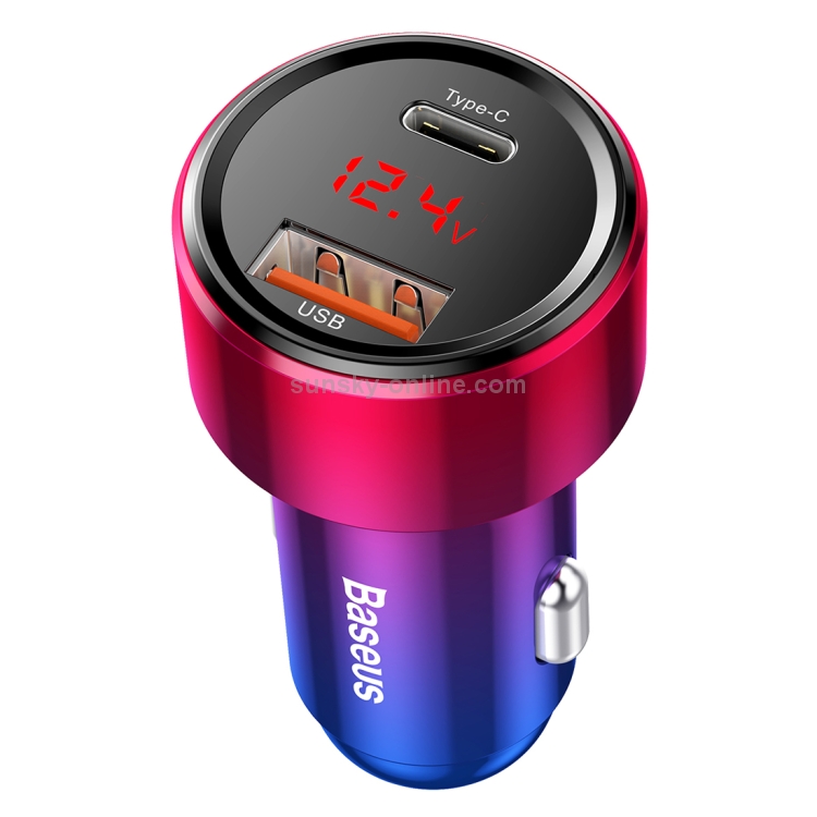 Baseus 45W Type-C / USB-C PD+QC PPS Car Digital Display Intelligent Quick Charge Charger(Red) Baseus 45W Type-C / USB-C PD+QC PPS Car Digital Display Intelligent Quick Charge Charger(Red)