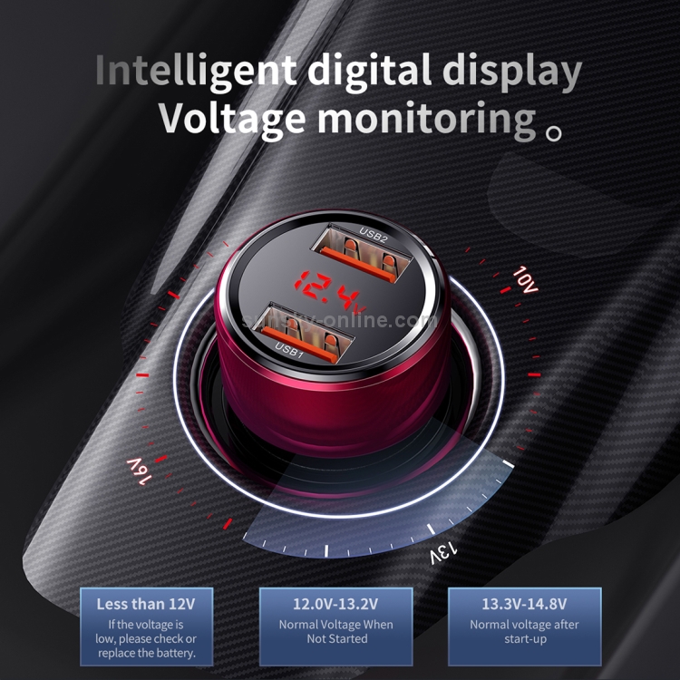 Baseus 45W Type-C / USB-C PD+QC PPS Car Digital Display Intelligent Quick Charge Charger(Red) Baseus 45W Type-C / USB-C PD+QC PPS Car Digital Display Intelligent Quick Charge Charger(Red)