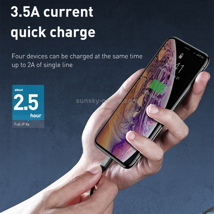 Baseus CA1T4-J0G Star Ring 0.12m 3A 4 in 1 USB-C / Type-C to 8 Pin + USB-C/Type-C + Micro USB Wireless Charging Cable(Dark Gray)