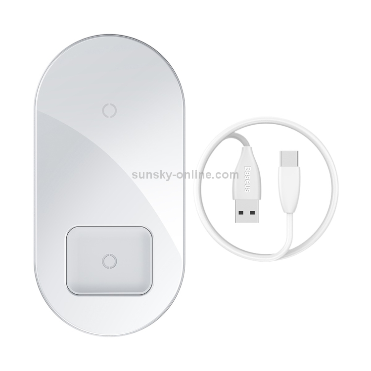 Baseus WXJK-02 2 in 1 18W QI Standard Fast Charging Wireless Charger for Phones & AirPods(White) Baseus WXJK-02 2 in 1 18W QI Standard Fast Charging Wireless Charger for Phones & AirPods(White)