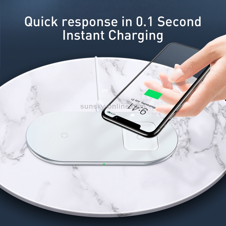 Baseus WXJK-02 2 in 1 18W QI Standard Fast Charging Wireless Charger for Phones & AirPods(White) Baseus WXJK-02 2 in 1 18W QI Standard Fast Charging Wireless Charger for Phones & AirPods(White)