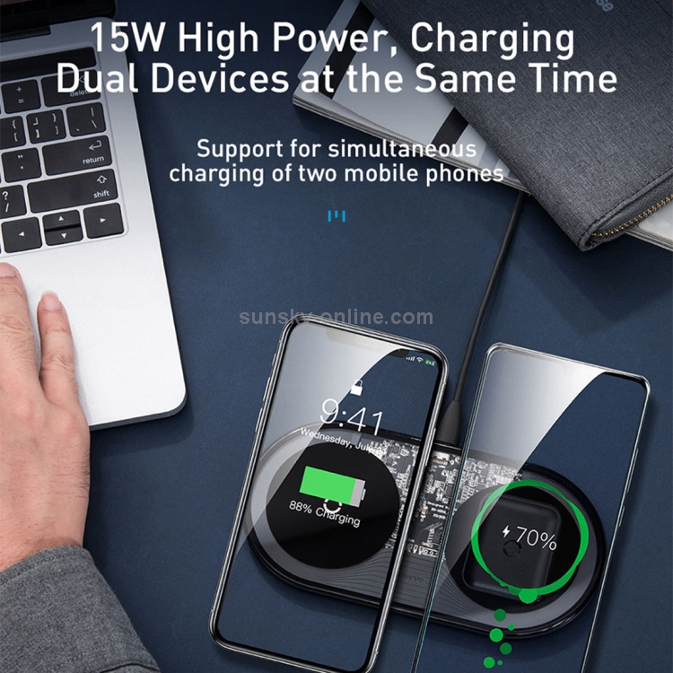 Baseus WXJK-02 2 in 1 18W QI Standard Fast Charging Wireless Charger for Phones & AirPods(White) Baseus WXJK-02 2 in 1 18W QI Standard Fast Charging Wireless Charger for Phones & AirPods(White)
